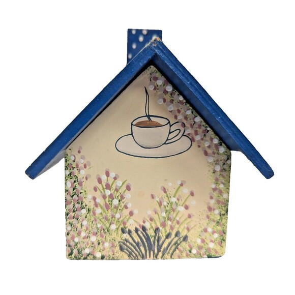 Time for More Garden House Tea Bag Caddy Storage Wood 2-pc 4.5 x 4.5 x 4-in Gift - Picture 3 of 7